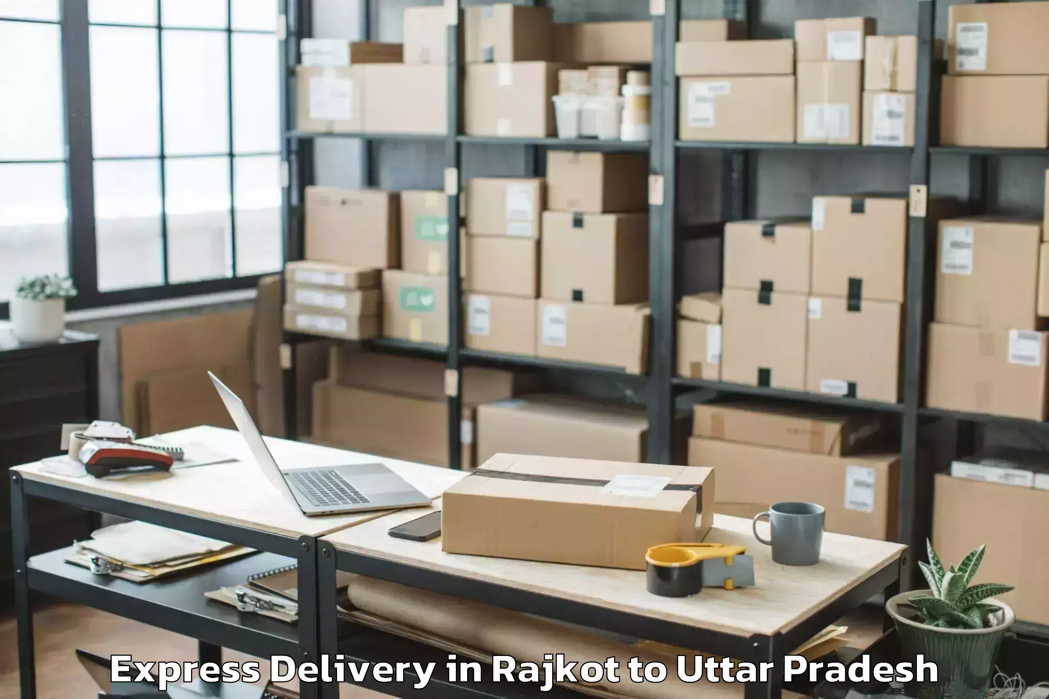 Leading Rajkot to Etmadpur Express Delivery Provider